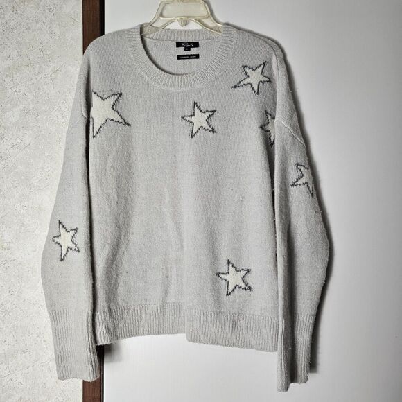 Rails Virgo Star Intarsia Sweater Grey White Women's Size Large Wool Cashmere - Picture 2 of 5